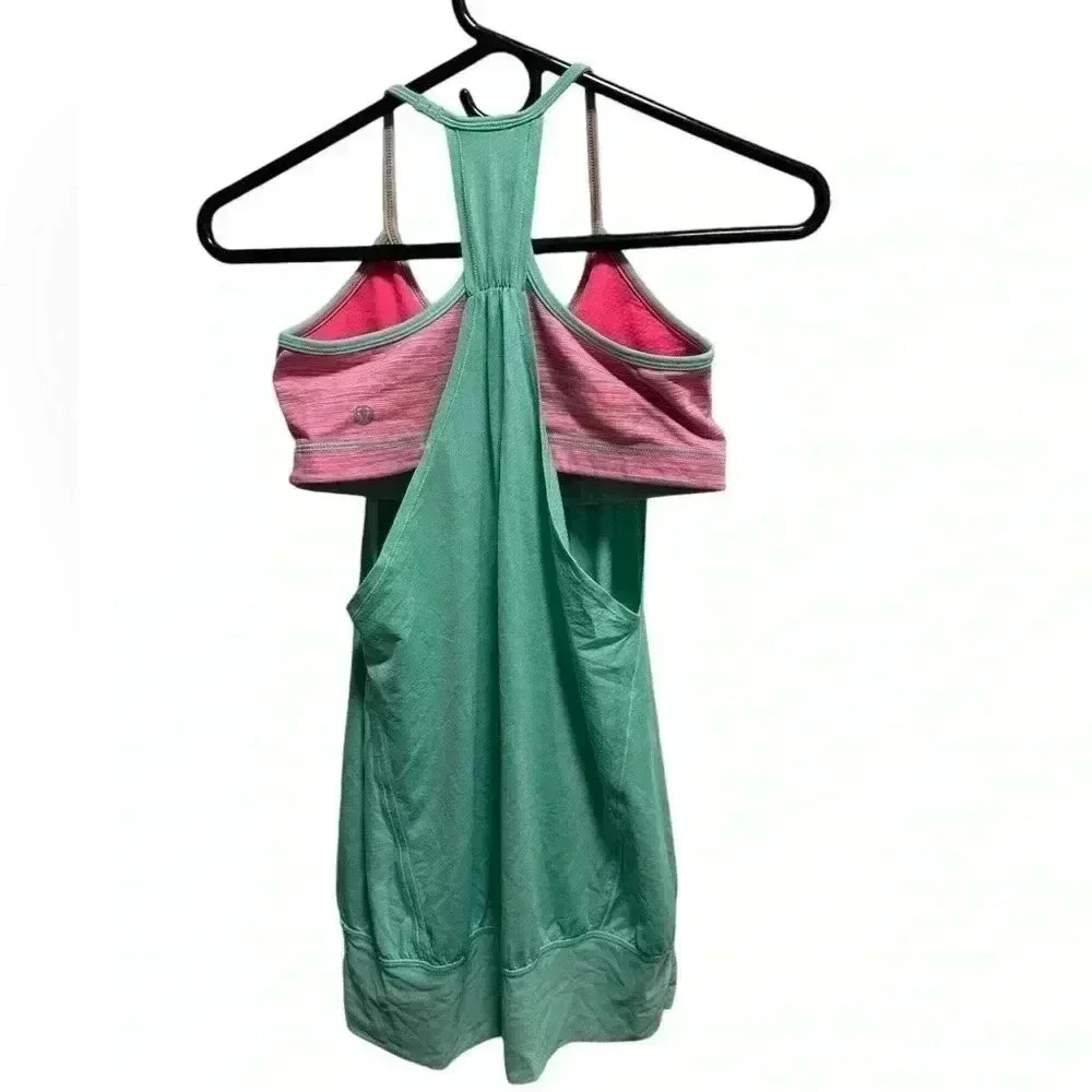 LULULEMON No Limits Tank Top Opal Neon Pink SEA-FOAM GREEN AND PINK TANK TOP - Picture 3 of 8